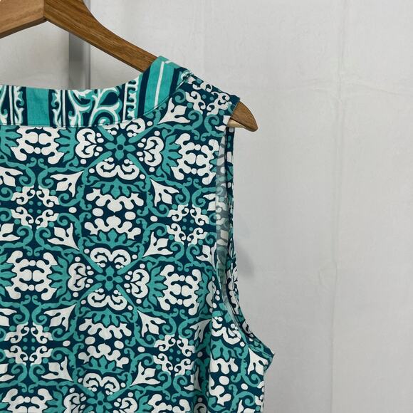 COOLIBAR Oceanside Tank Dress Sleeveless Geometric Blue Green Size 2X Plus - Picture 7 of 9